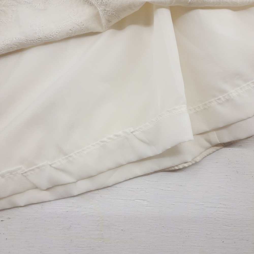 Hillard & Hanson Women Ivory Linen Blend Embroidered Sequin Midi Skirt 12 - Picture 6 of 7